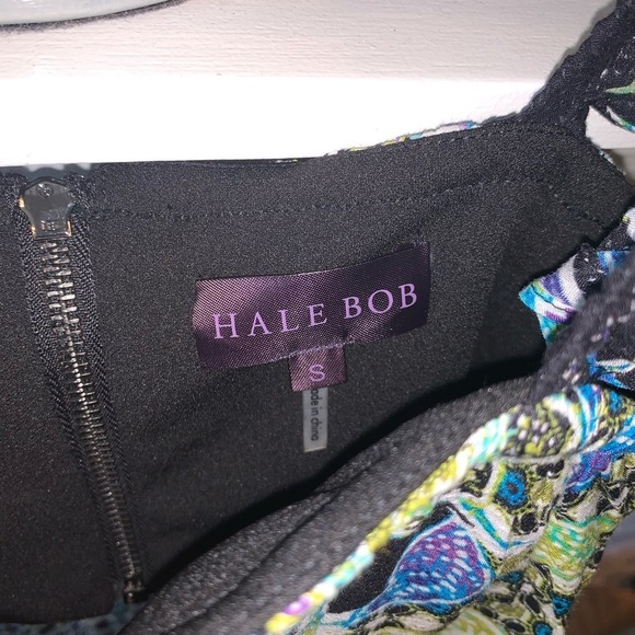 Hale Bob Multi-Print Boho Open Back Flutter Sleeve Top Crochet Hem Size S - Picture 5 of 6